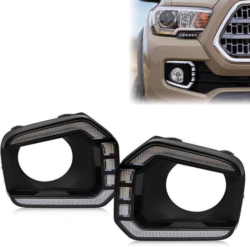 GEEGEETOP Switchback White/Amber LED Front fog light Daytime Running Lamp Amber Sequential Turn Signal light Feature Compatible with Toyota Tacoma 2016-2023 Replacement Bumper Kit - Image 1